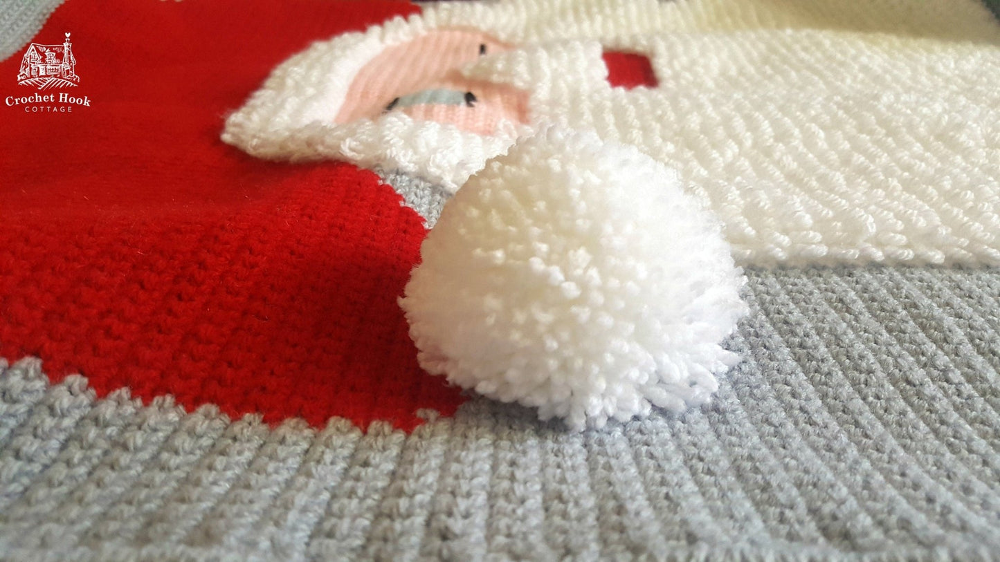 Winking Santa Claus Rug - www.crochethookcottage.com