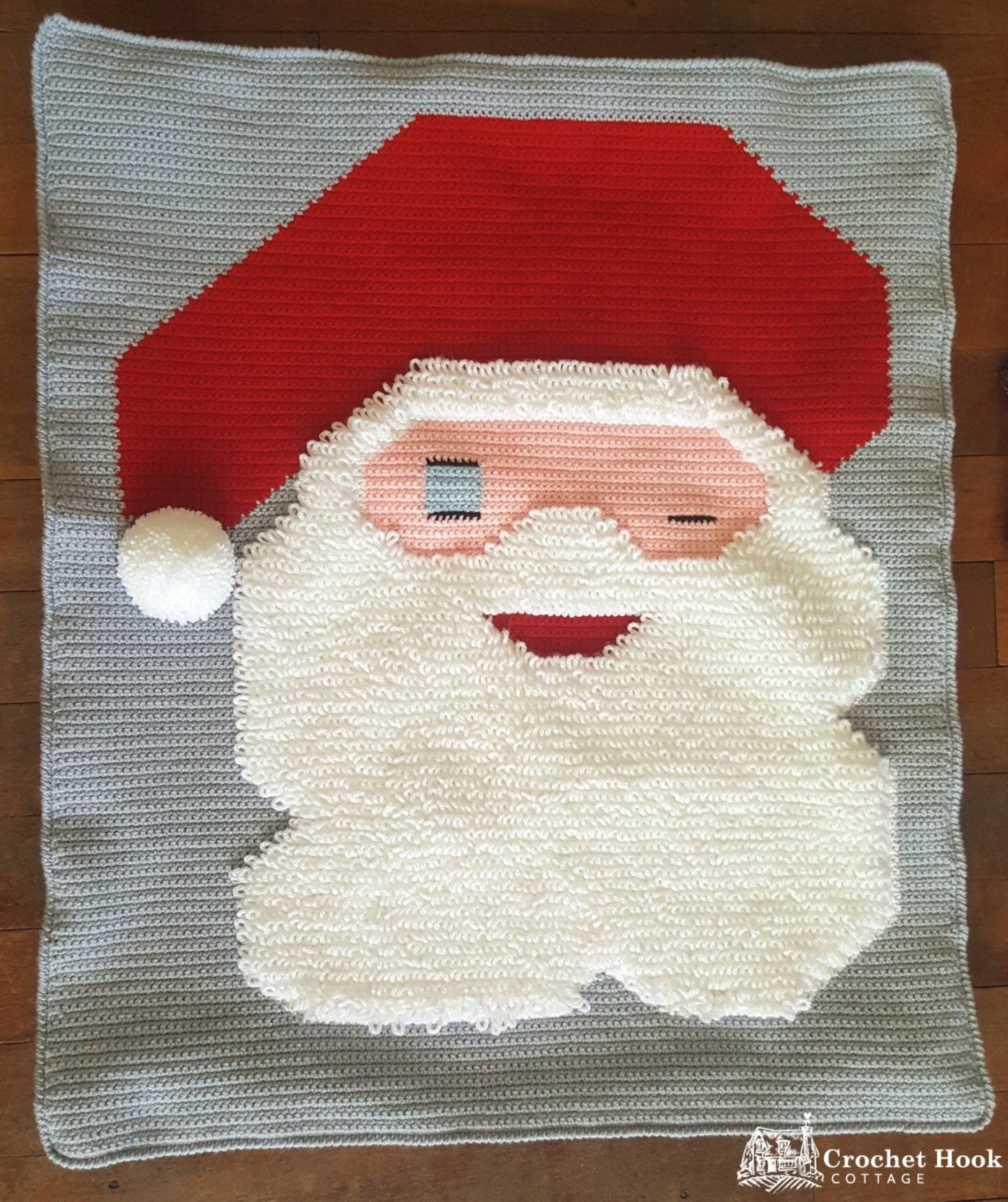 Winking Santa Claus Rug - www.crochethookcottage.com